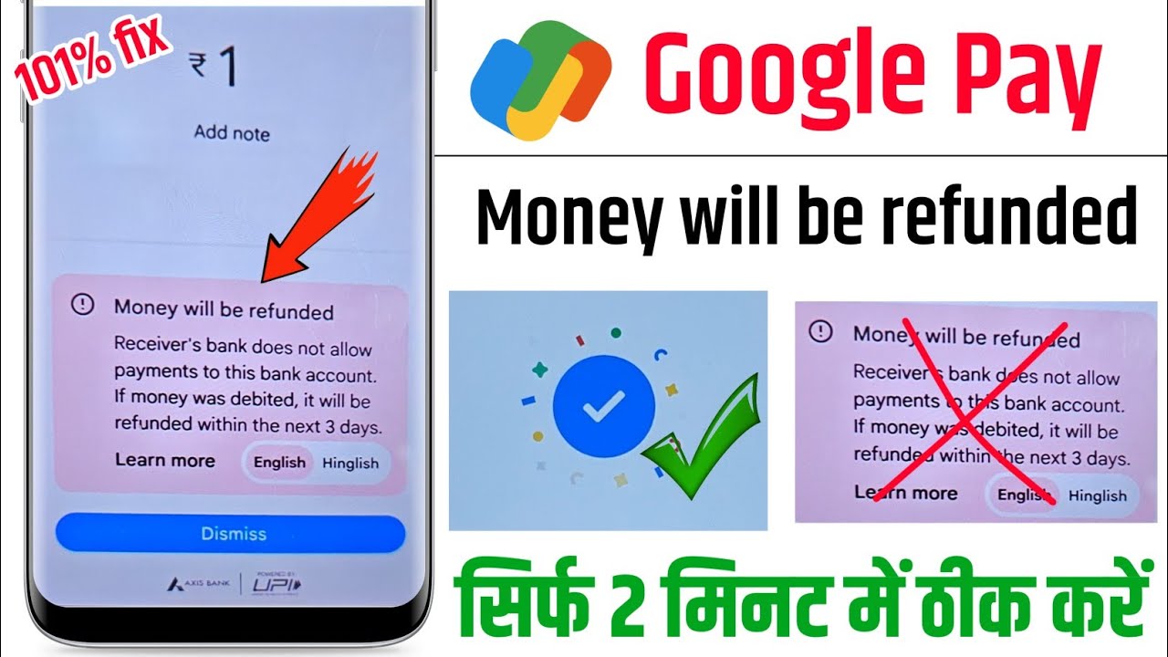 Google pay problem receiver bank doesn't allow payments to this bank account |money will be refunded