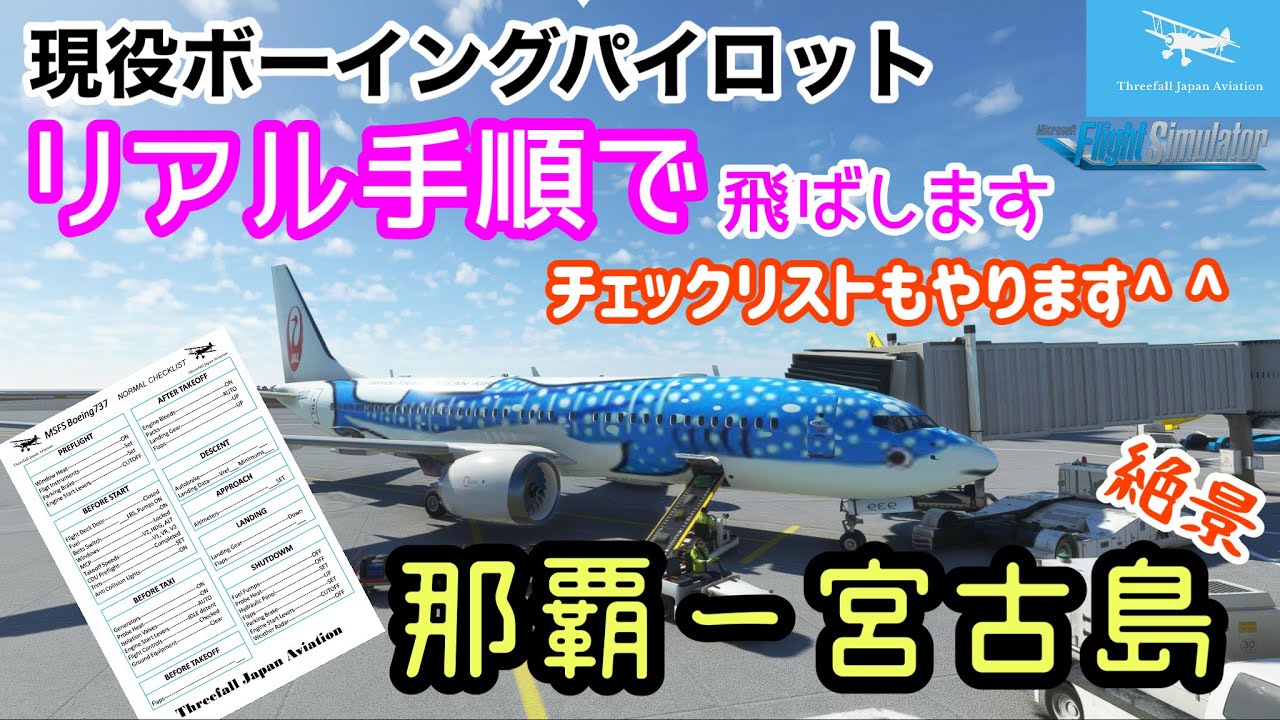 【MSFS2020】現役ボーイングパイロットがB737でリアル手順で那覇空港から宮古空港までフライト★今回からチェックリストもします★【Microsoft Flight Simulator】