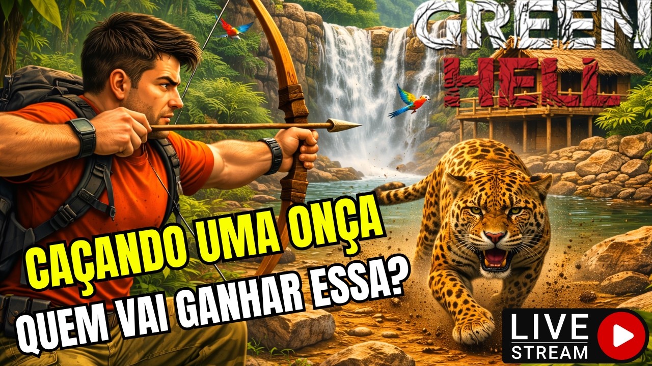 🔴AO VIVO _ CAÇANDO UMA ONÇA NA SELVA! 🐆🏹 Hoje a Sobrevivência Ficou Perigosa | Green Hell