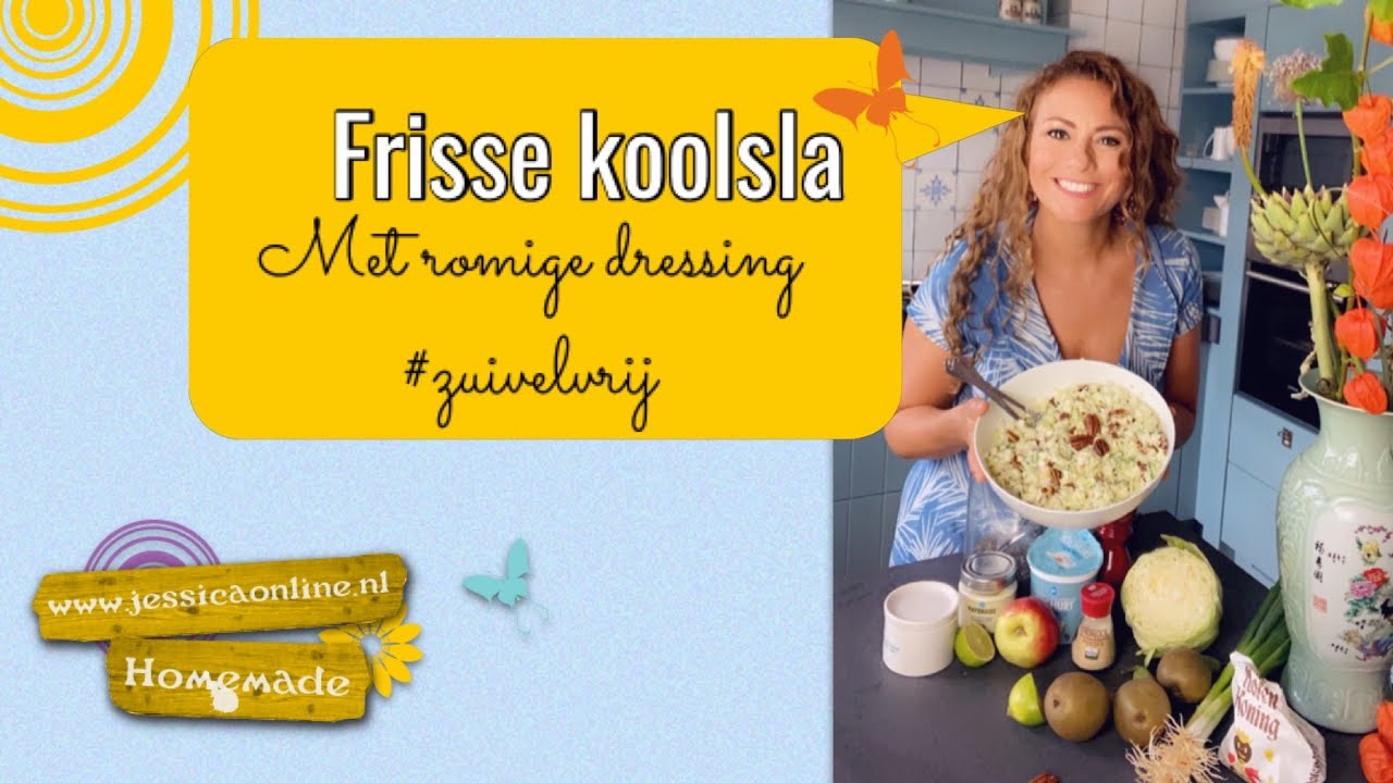 Frisse koolsla met romige dressing #ZUIVELVRIJ I JessicaOnline.nl