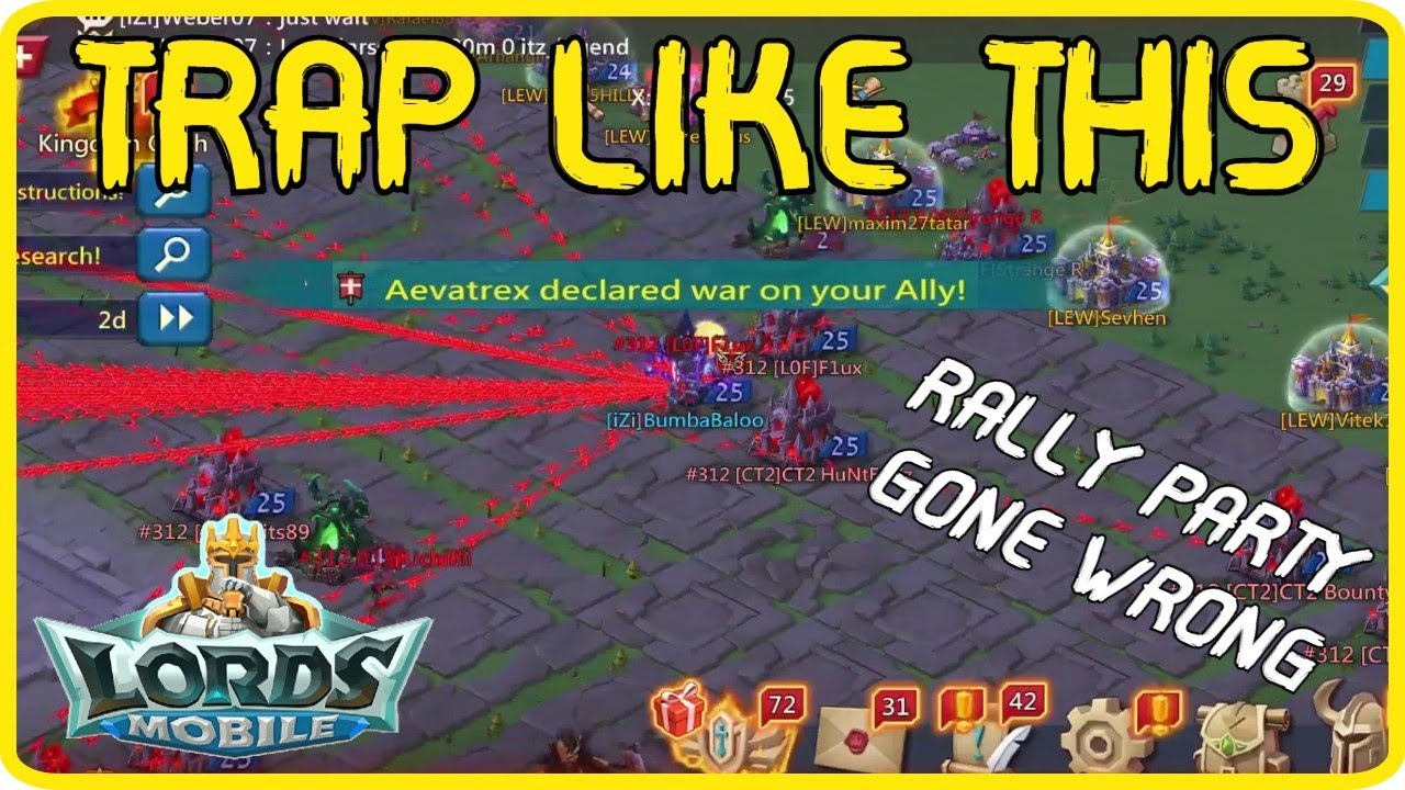 Lords Mobile Rally PARTY Trap capping Ssq, CaE, Cu., SGR, L0F and more