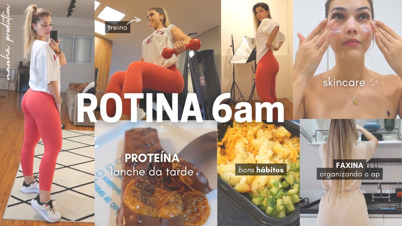 ROTINA PRODUTIVA ✨ TREINO 6am, DIETA, TRABALHO, FAXINA E SKINCARE