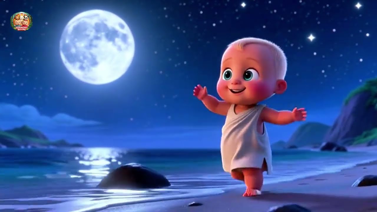 Baby Sea and the Moon 🌊🌙🎶 Fun Magical Night Adventure & Learning Song for Kids | Nursery Rhyme