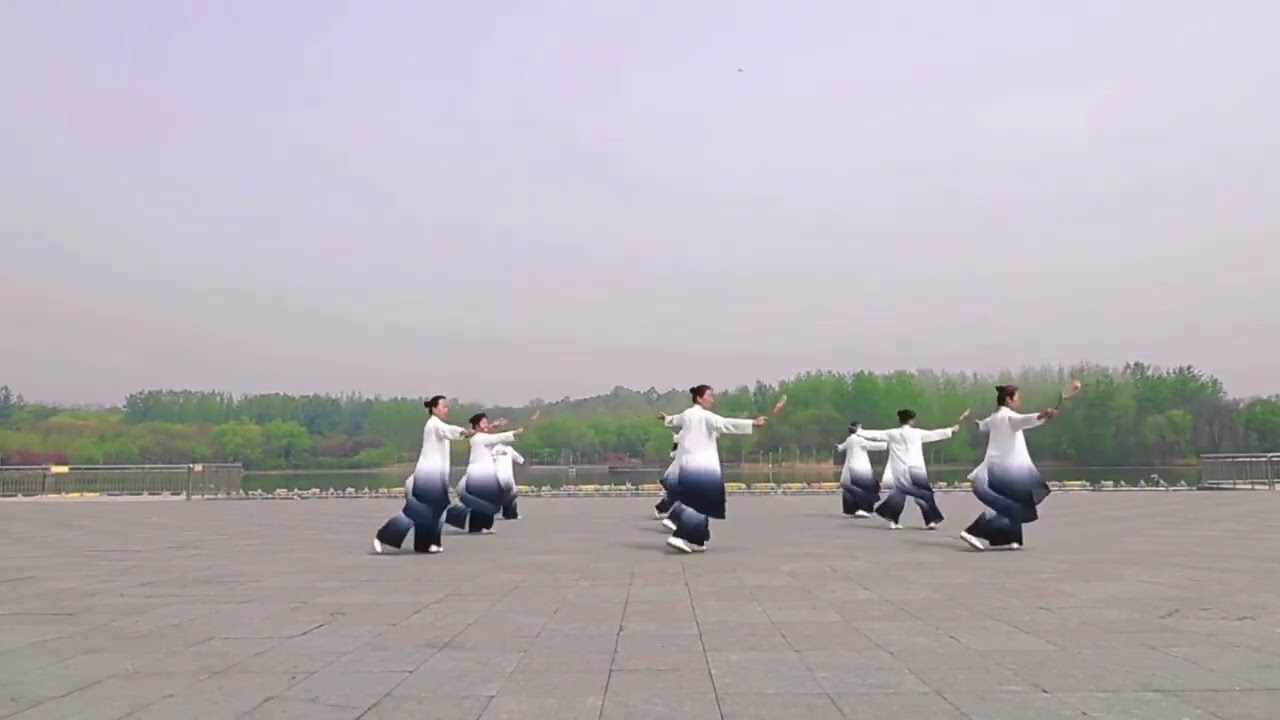 太极柔力球养生套路《半壶纱》集体示范。