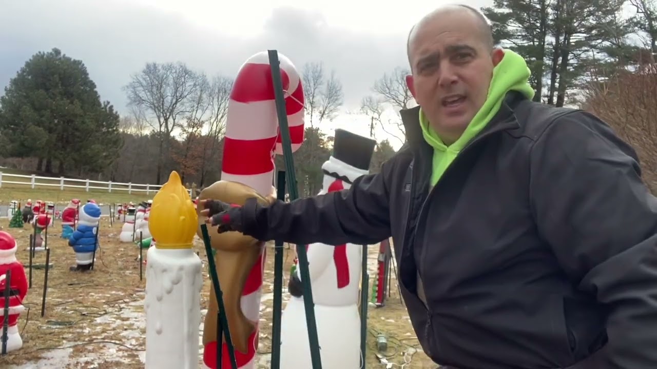 How I anchor my blow molds in the yard Display￼￼