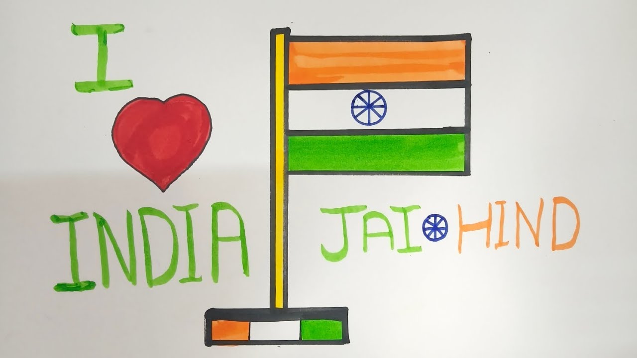 Flag Drawing Kaise Banaen | How To Draw Indian Flag  | Flag Drawing For Kids 🌈🖌️
