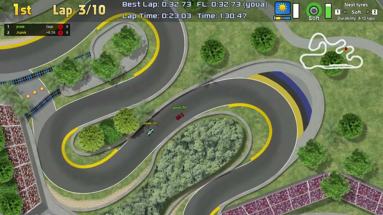 Ultimate Racing 2D 2 - POV of a battle VS a low-ping driver