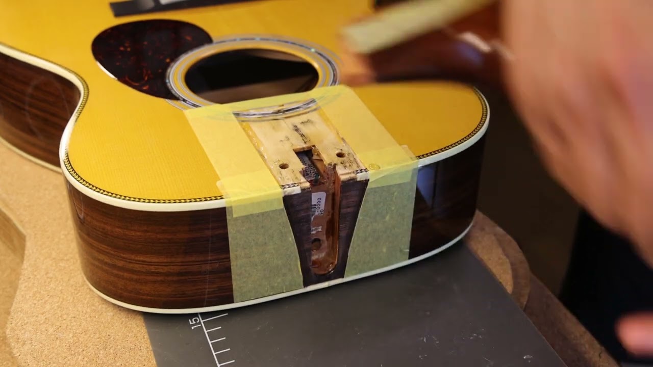 Gluing neck onto the body for neck reset on Martin OM-28JM