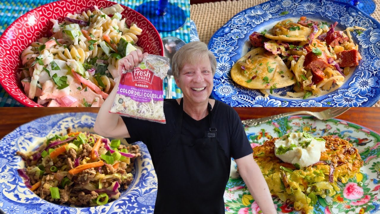 Four FANTASTIC Dinners Using Coleslaw Mix! Easy Recipes!