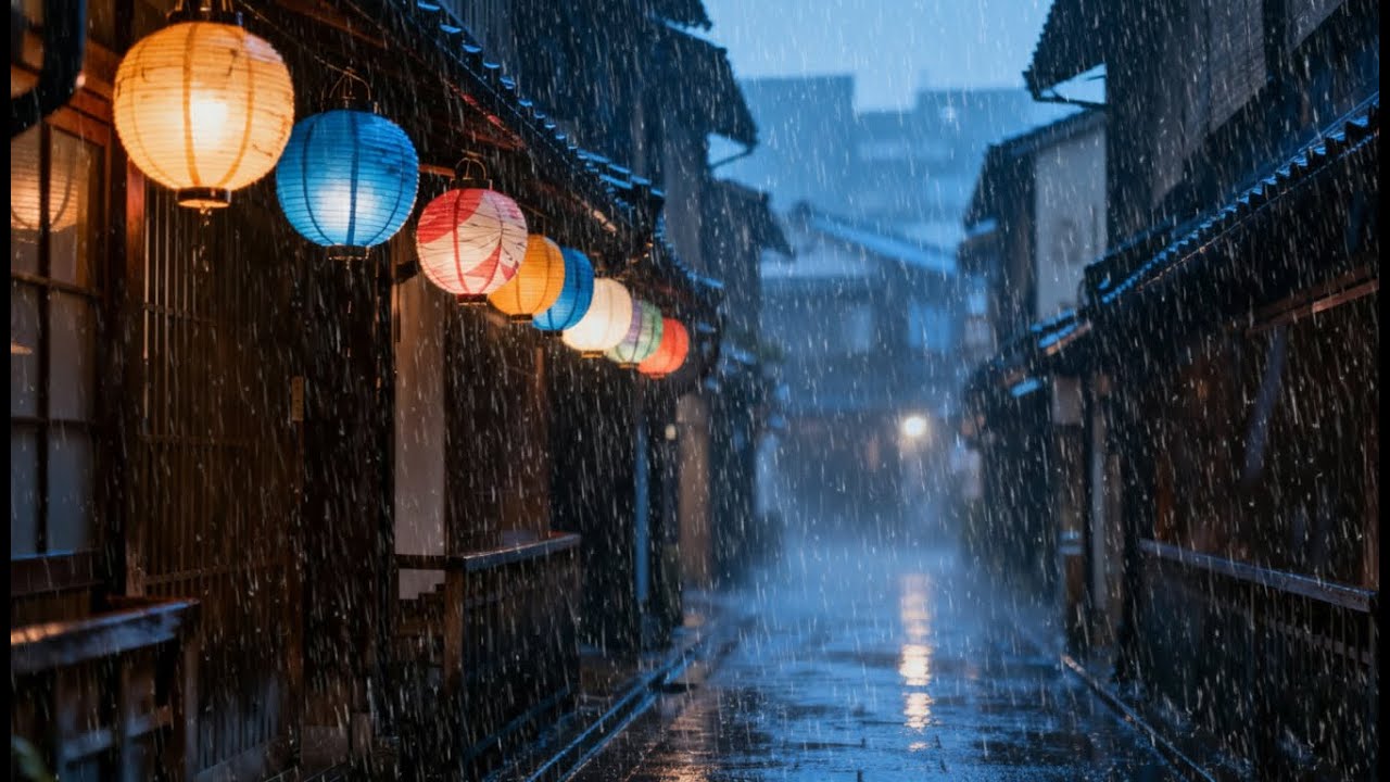 10 Hours of Cozy Lantern Street Rain 🌧️ Night Ambience for Deep Sleep