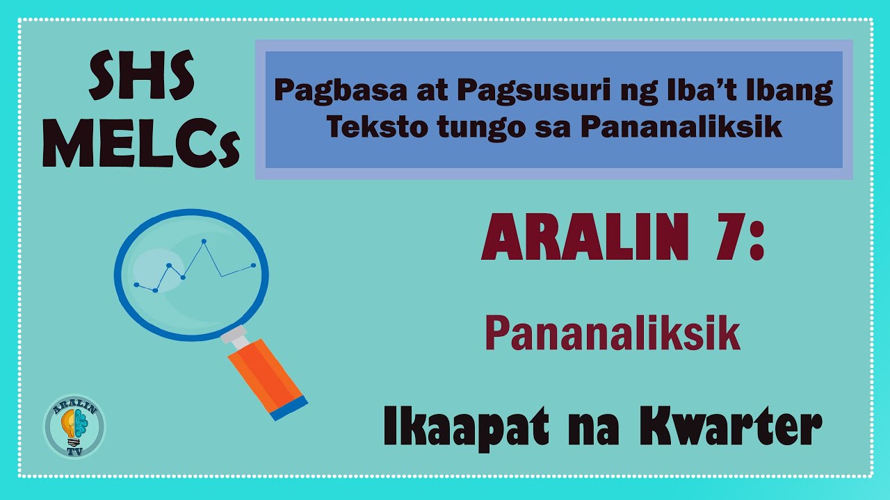 Aralin 7: Pananaliksik  (Layunin)  SHS Grade 11 MELCs (Ver.2) Part 1