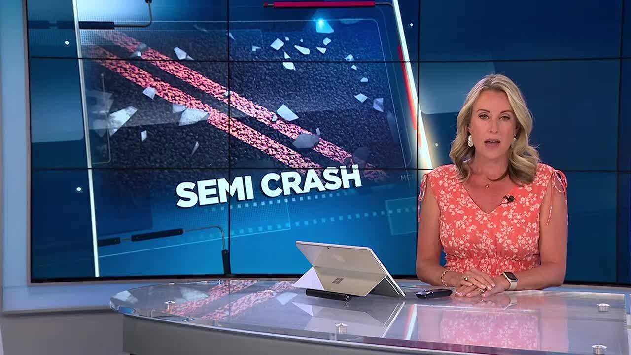 Heavy rain causes semi-truck to go airborne, crash in Grant Co.