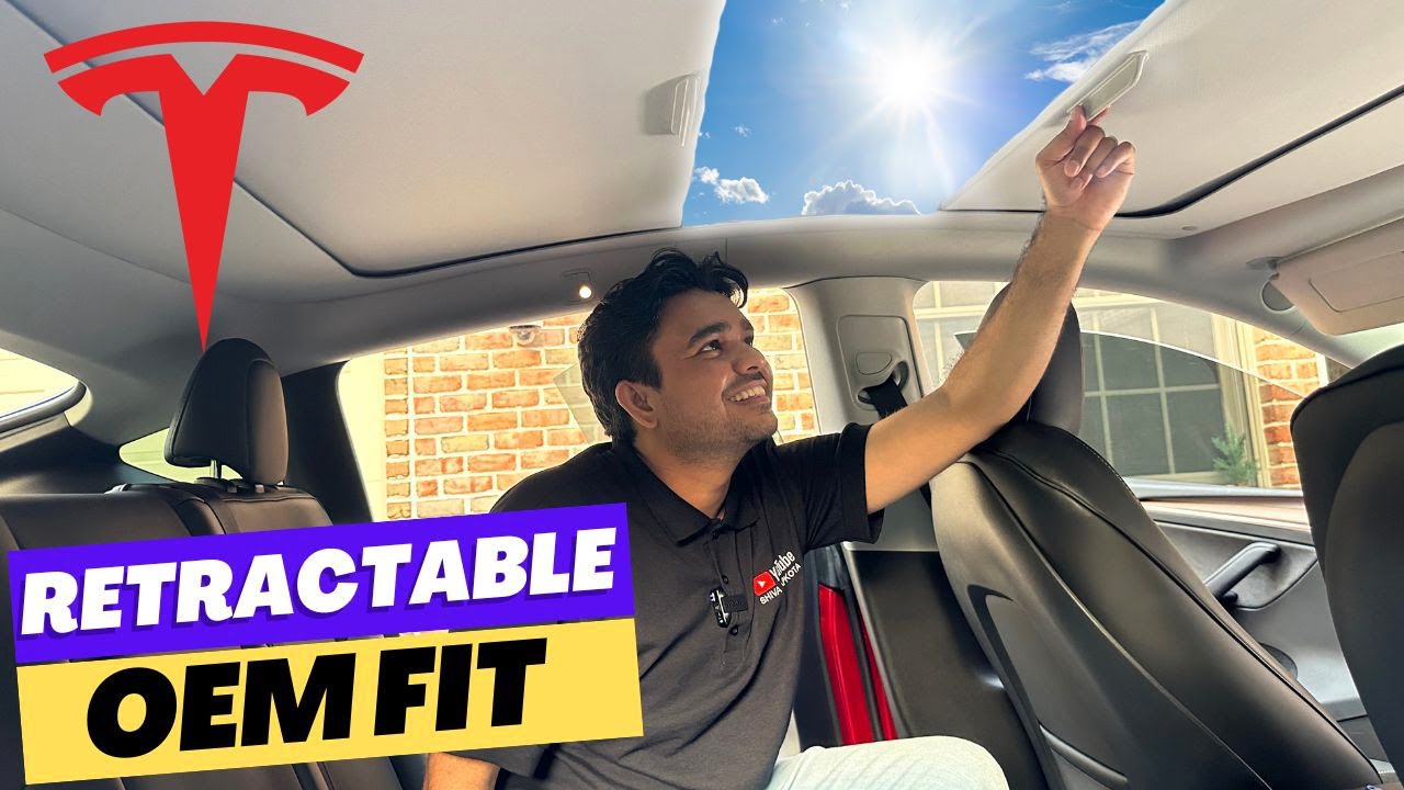BEST Sunroof Shades For Tesla Model 3/Y (Retractable Sunshades With Fabric Design 2023) #tesla