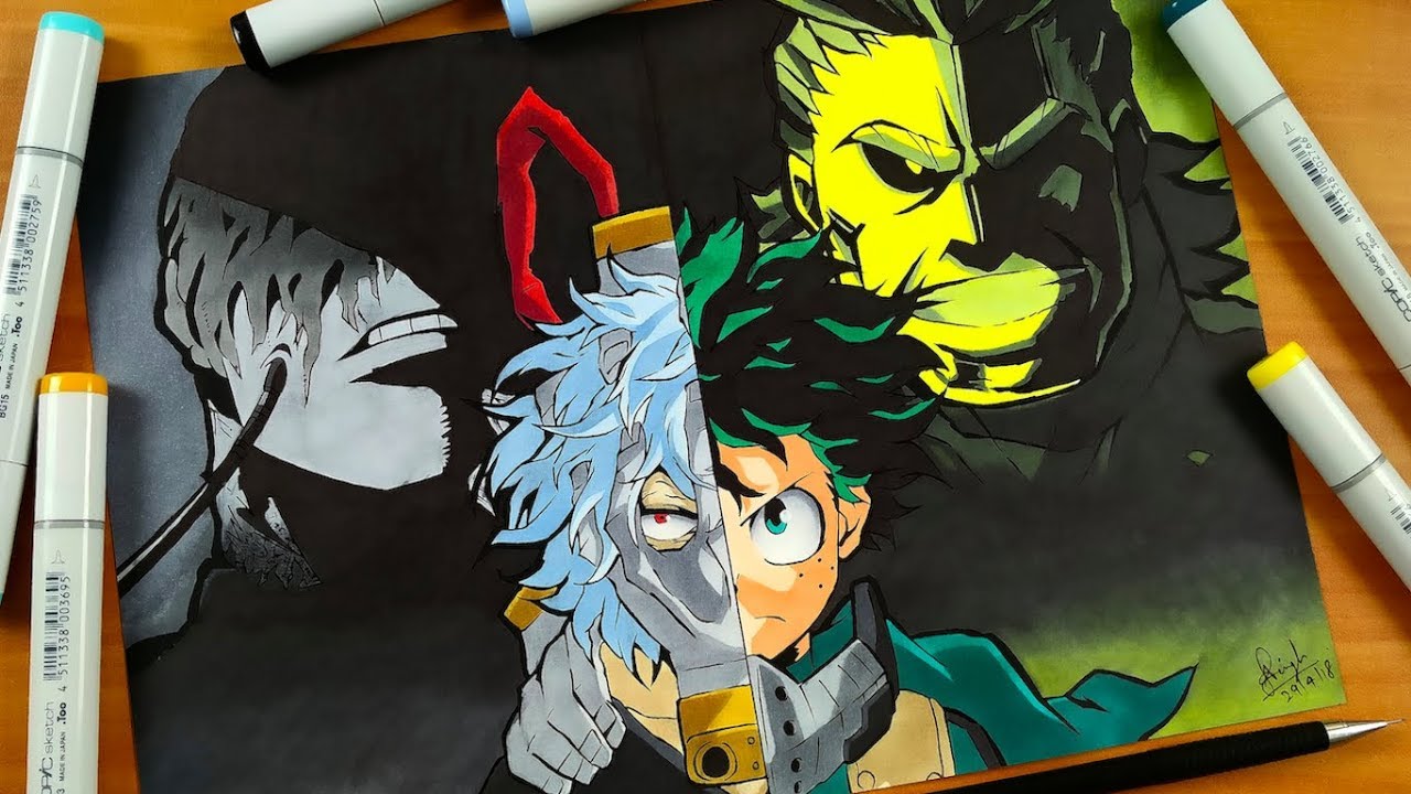 Drawing Izuku & All Might VS Tomura & All For One - Boku No Hero Academia