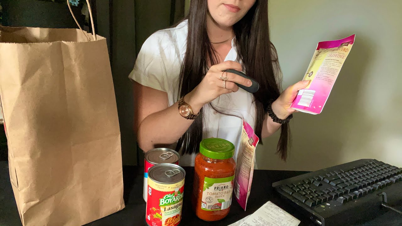 ASMR Grocery Store Role Play (scanning, bag and receipt crinkles, typing)