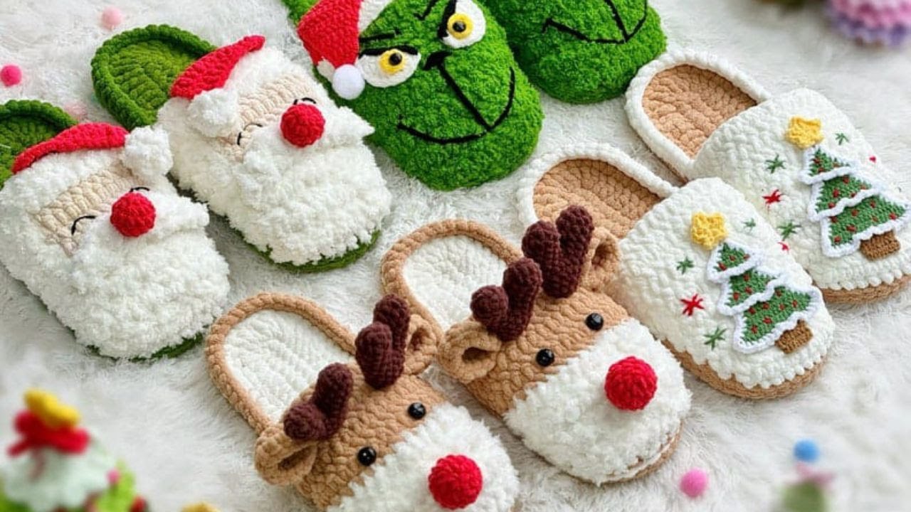 Crie Pantufas de Amigurumi de Natal e Encante com Suas Próprias Mãos