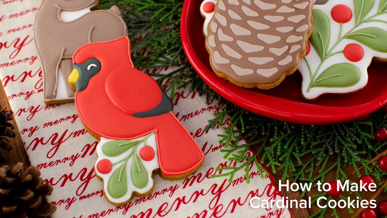 Christmas Cardinal Cookies | Cookie Decorating with Royal Icing