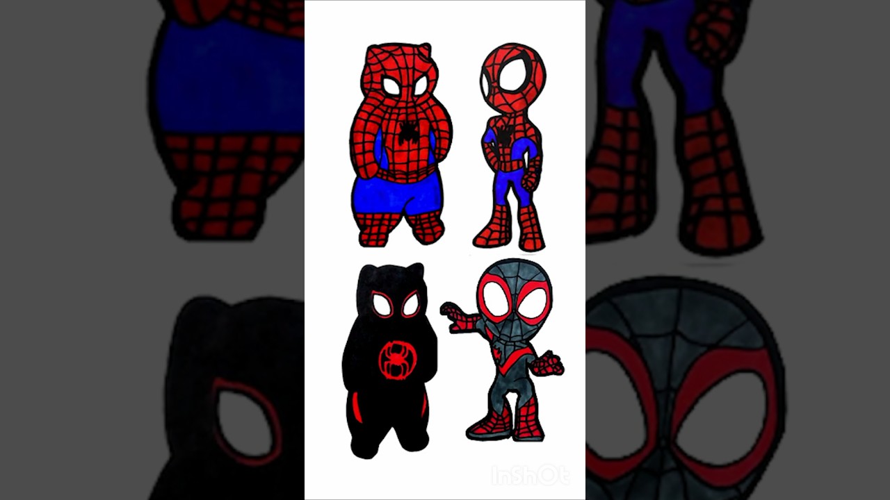 Spidey - Spider-man: 4 Styles #spiderman #drawing #art #howtodraw #coloring #short #art