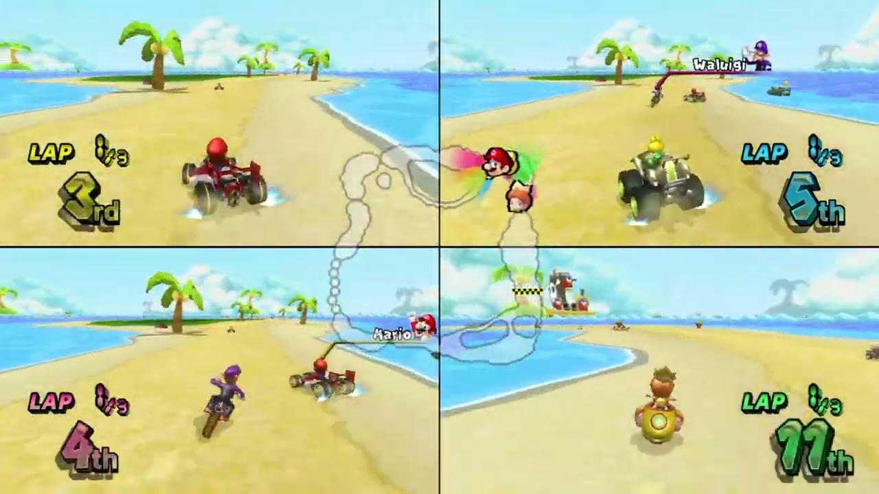 Mario Kart Wii ✦ 4 Players #414 (3 Tracks) 150cc