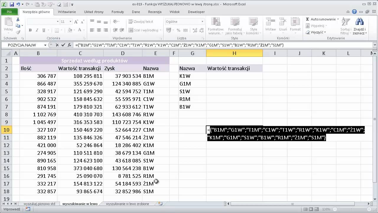 excel-019 - Funkcja WYSZUKAJ.PIONOWO w lewą stronę