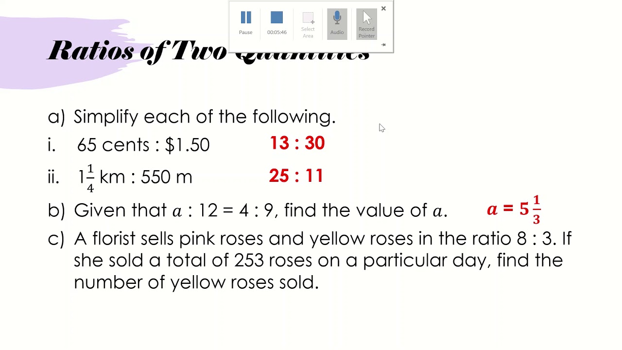 Singapore Maths | Secondary 1 | Ratio, Rate and Speed | Part 1