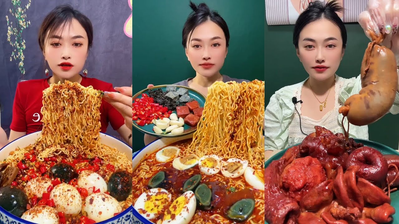 Mukbang Challenge Eating Rice 🍚 with food Spicy 🔥🥵 Noodles 🍜 🍖🥓 Meat#noodles #pasta #cooking #dinner