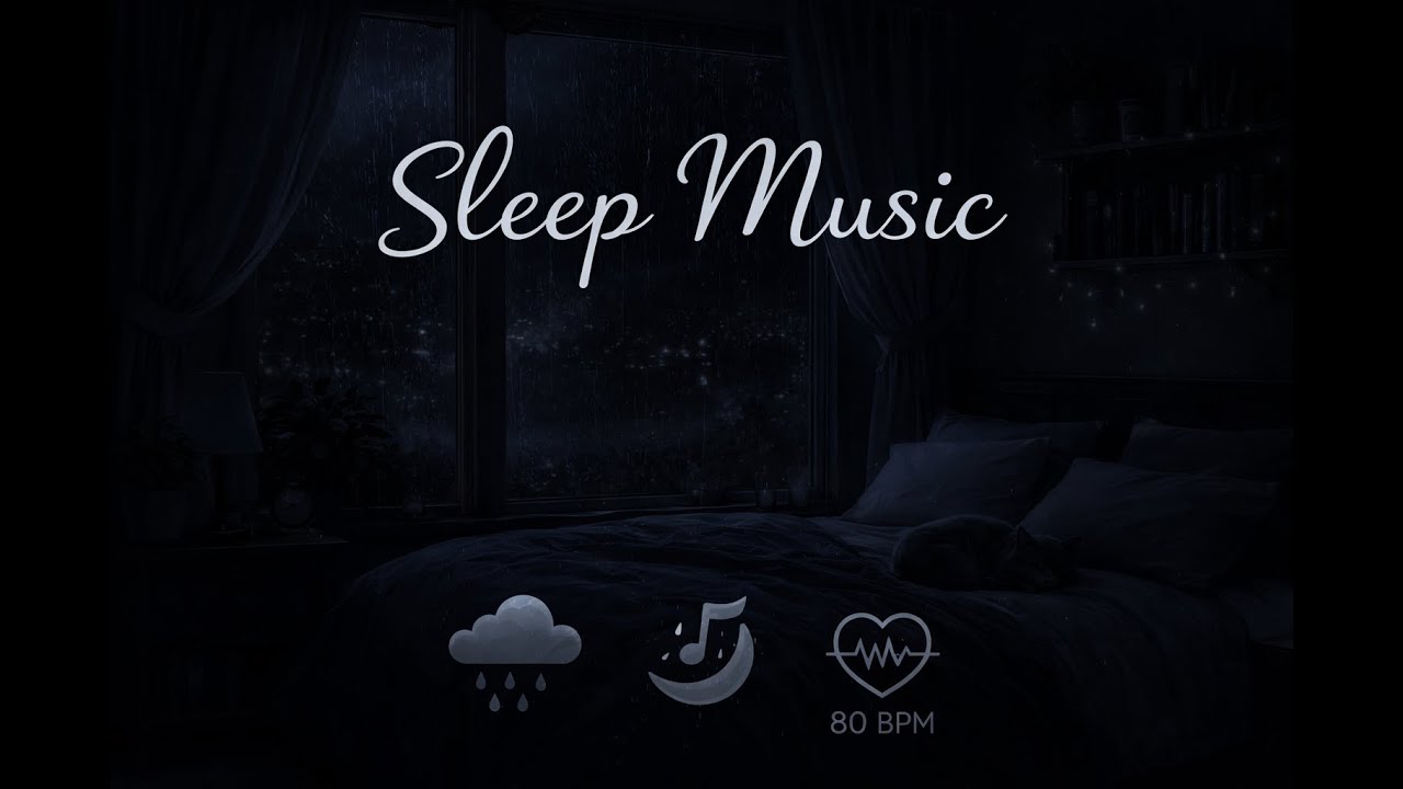 Soothing Rain & Lullaby for Babies and Adults | Sleep Music | 1 Hour l 80 BPM Heartbeat