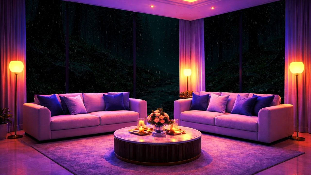 Cozy Sofa Bed & Heavy Rain Sounds 🌧️ Living Room Ambience 3 Hours