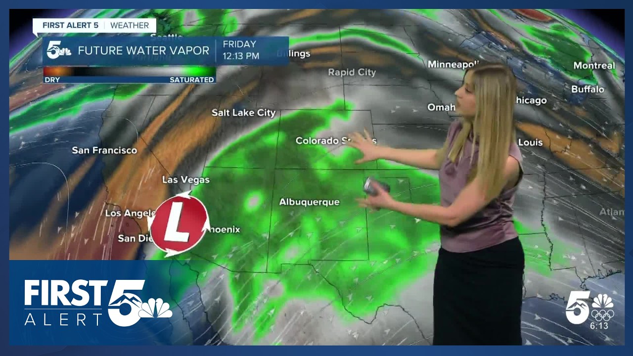 Rain and snow showers spread across southern Colorado Friday evening