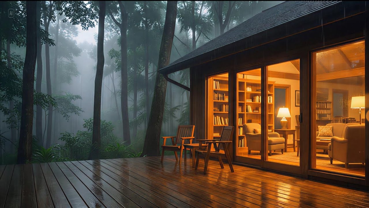 Fall Asleep Fast to Quiet Lake Rain 🌙 Cozy Cabin Night for Deep Sleep