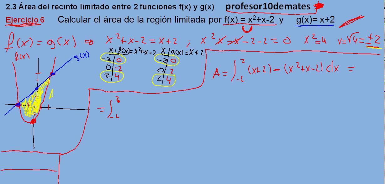 Integrales definidas área  entre 2 funciones  03