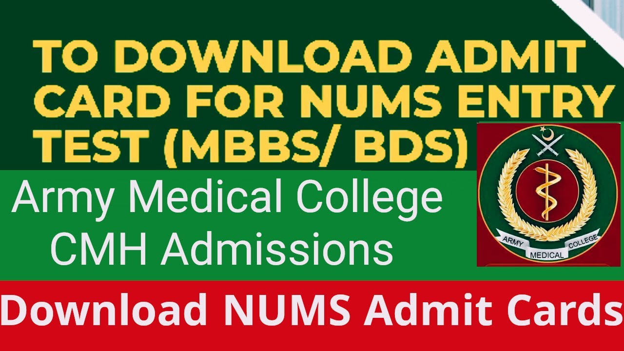 NUMS ADMIT CARDS/AMC Roll Number Slips/NUMS Latest News/NUMS Aggregate 2022/NUMS Carbon Copy/AMC/CMH