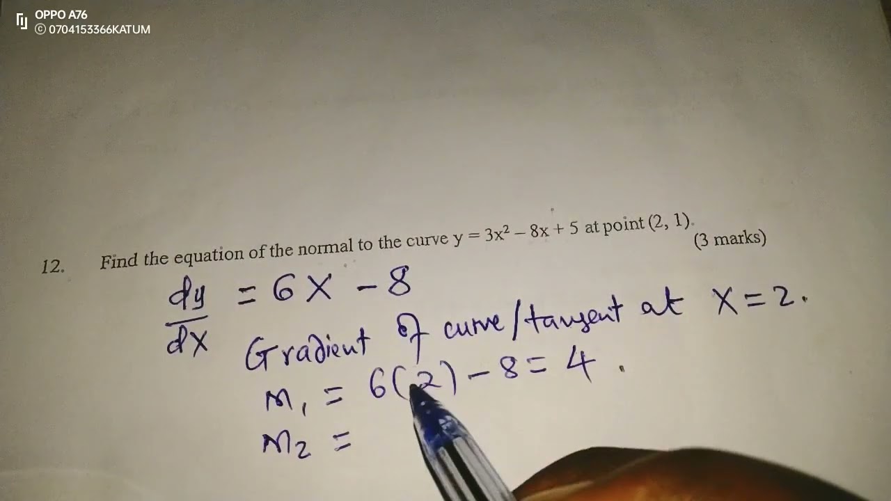 EQUATION OF A NORMAL TO A CURVE.