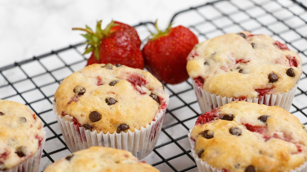 Strawberry Chocolate Chip Muffins | EASY Muffin Recipe!
