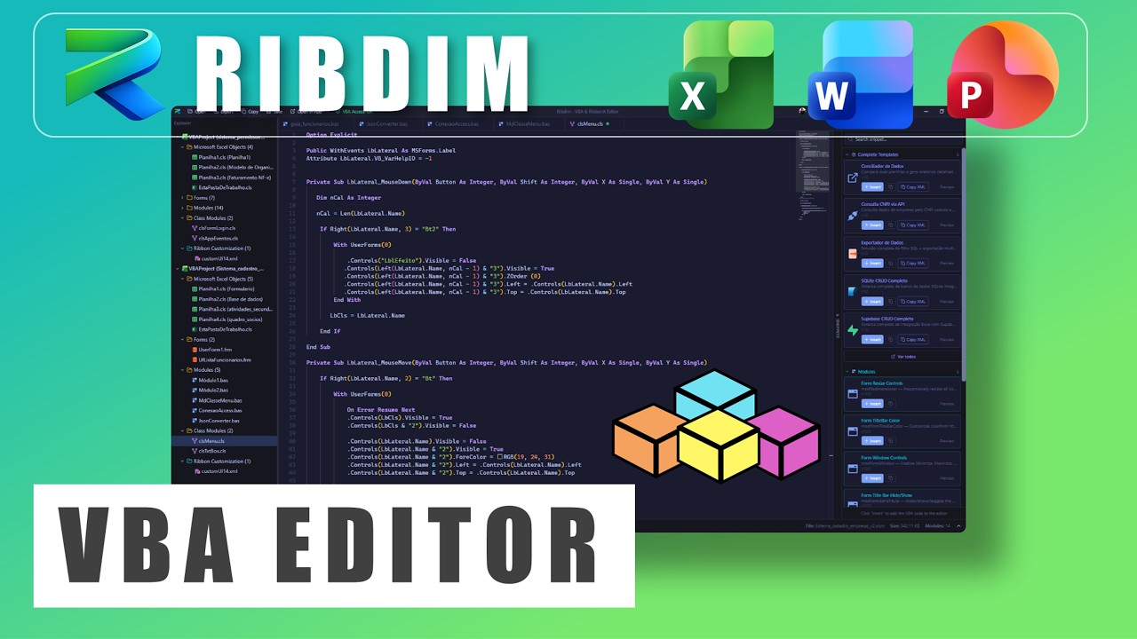 Ribdim IDE - Editor de Códigos VBA & RibbonX