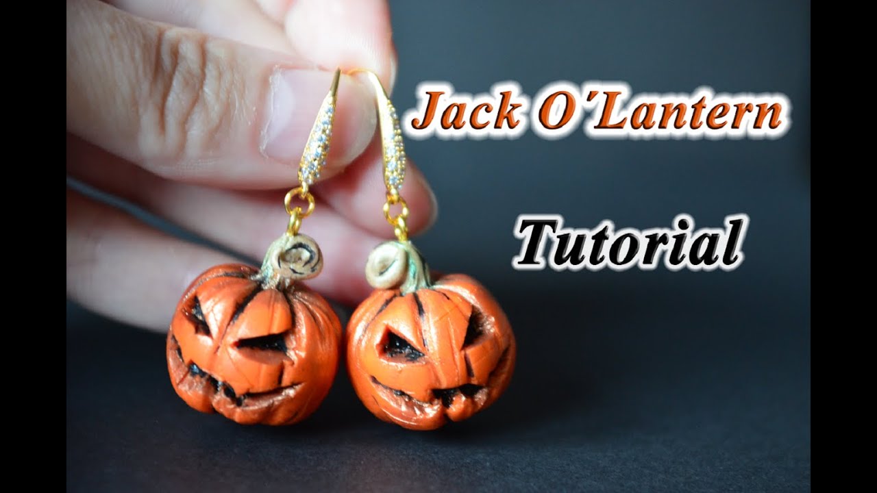 Jack O´Lantern polymer clay tutorial halloween pumpkin earrings серьги тыквы из полимерной глины