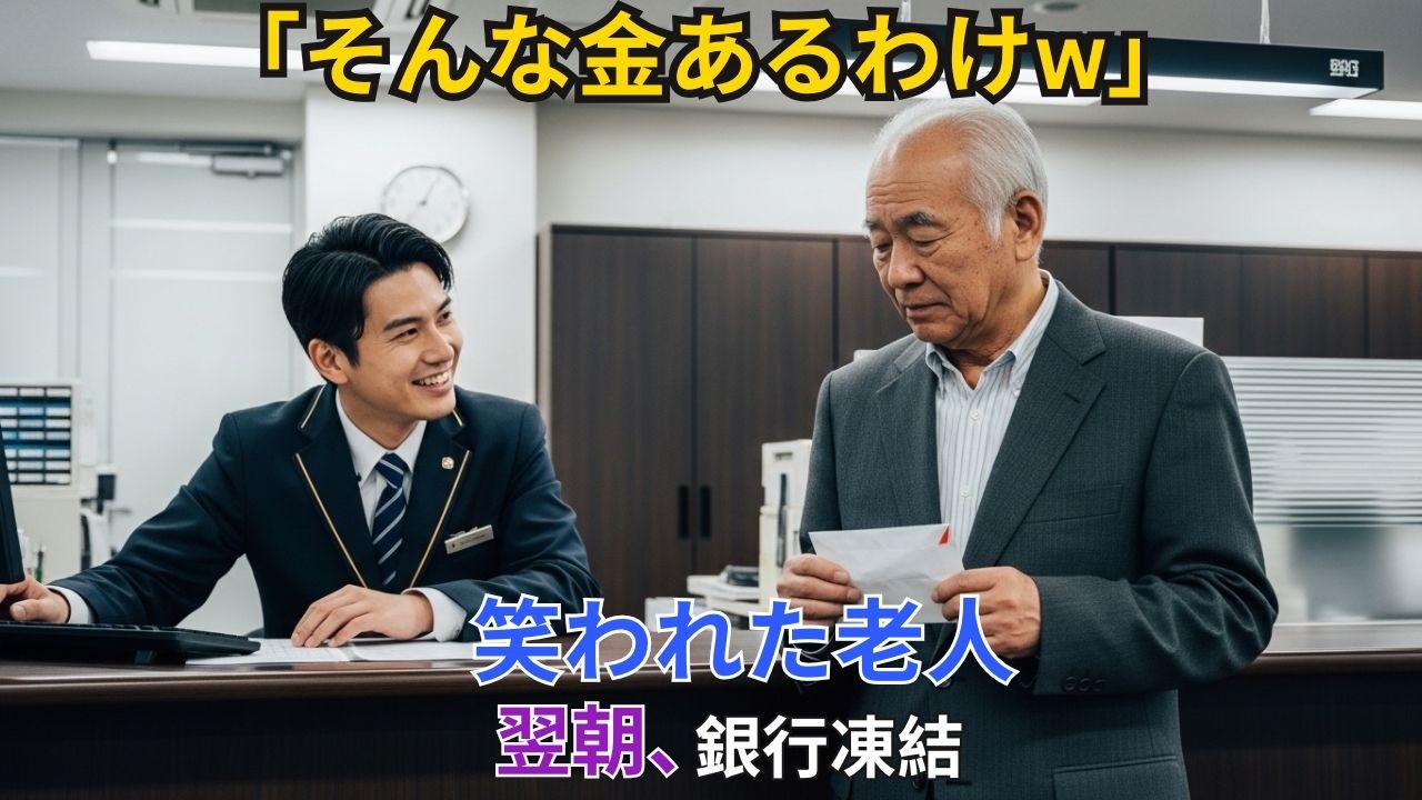 【スカッと】「そんな金あるわけw」笑われた老人。翌朝、頭取「3兆円が消えた?」【シニア】