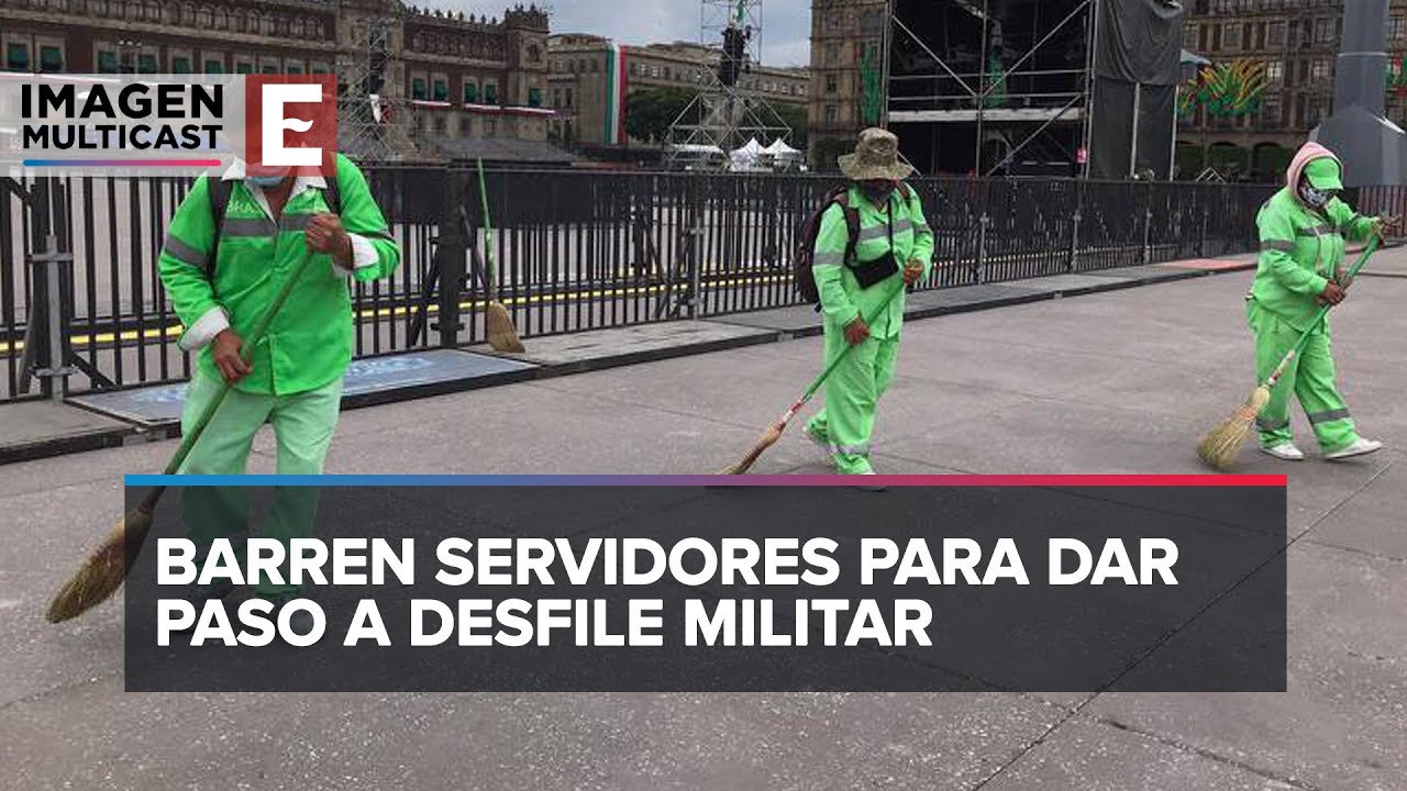 Ejército de limpieza deja pulcro el Zócalo de la CDMX tras fiesta por el Grito