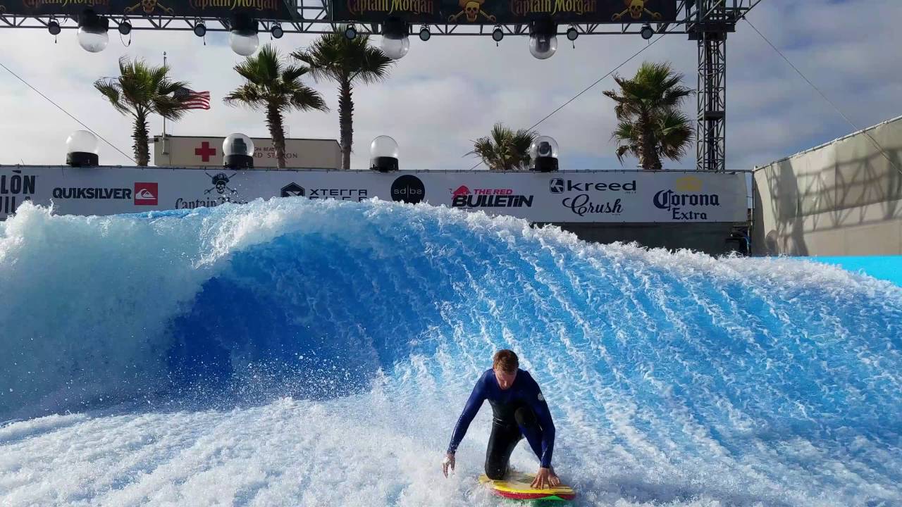 Pros on the Flowrider Barrel at Wave House San Diego