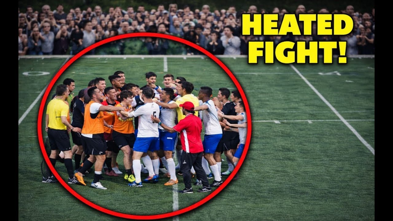 LATE TACKLE, PLAYER KICKED, JUDO THROW, BENCHES CLEAR, PISSED OFF SPECTATOR!!