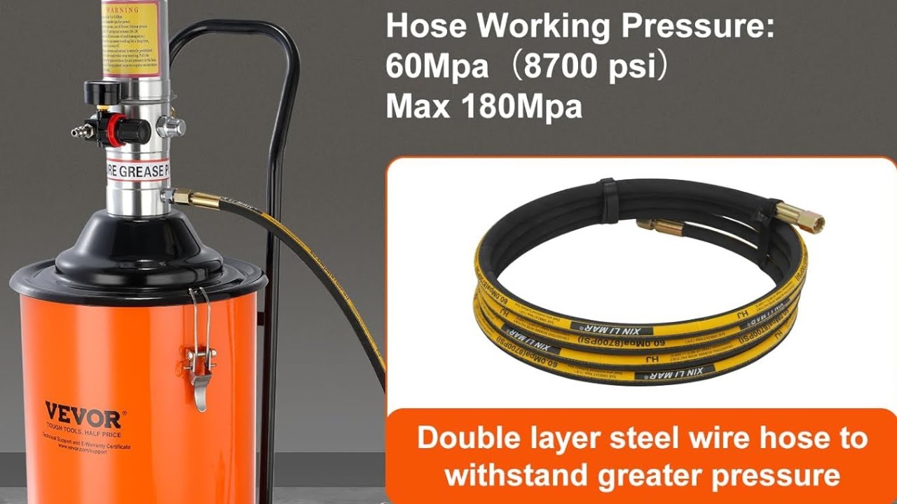 VEVOR Grease Pump, 5 Gallon Air Grease Pump with 13 ft High Pressure Hose