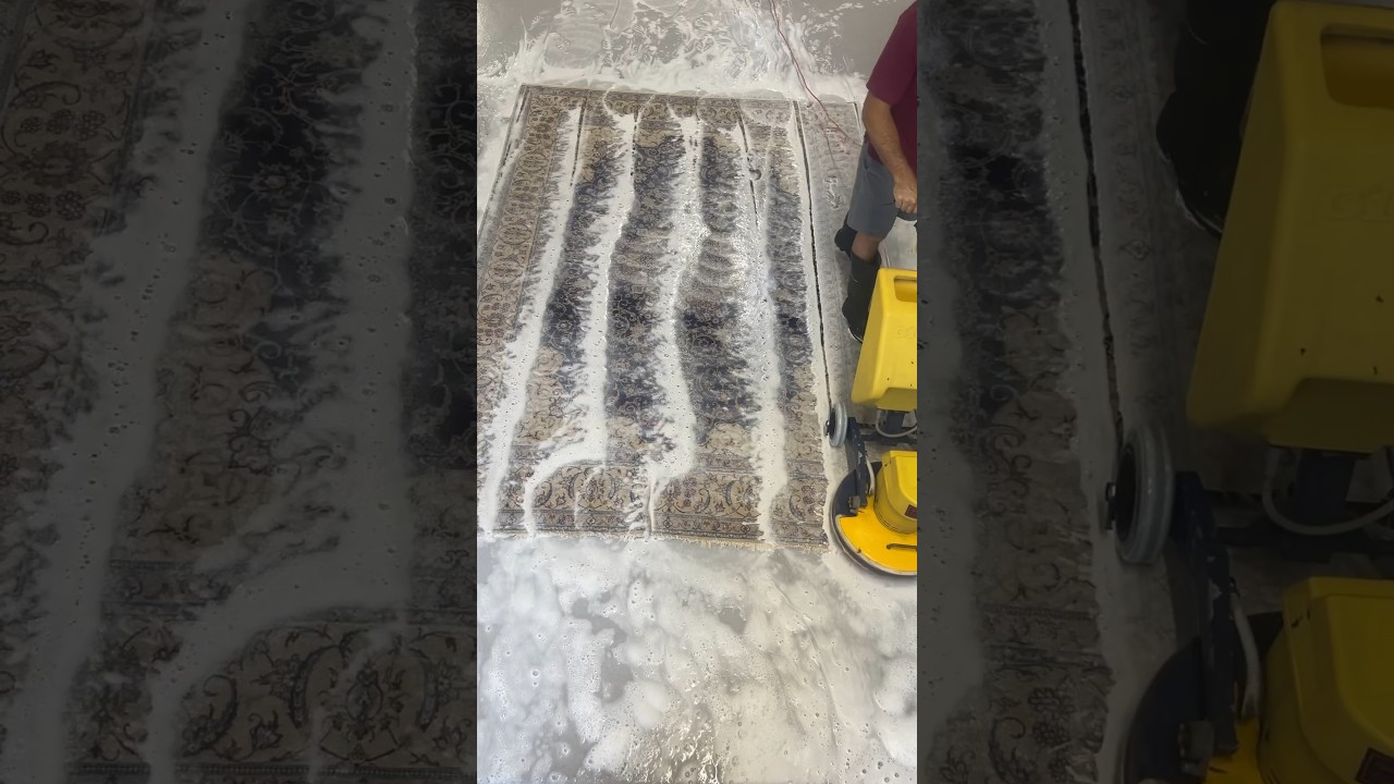 #Habibian wool & silk #rug gets the FULL SERVICE! #CarpetCleaning #RugCleaning #Squeegee #Cleaning