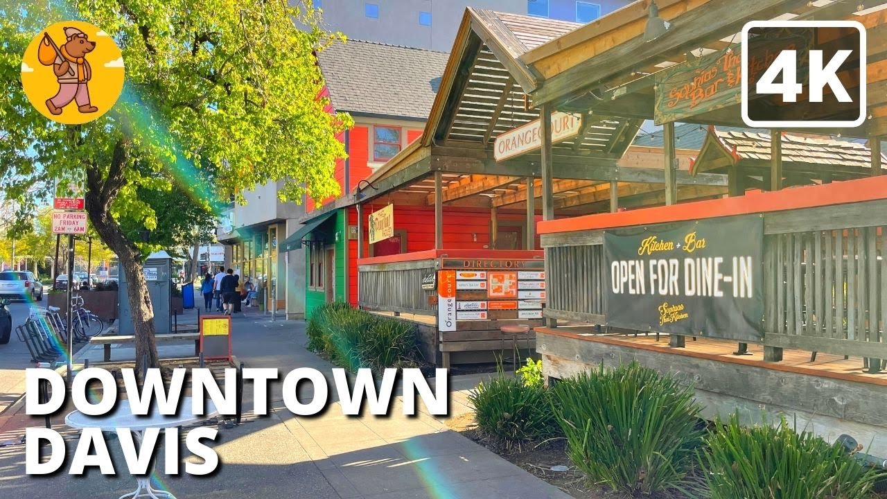 Downtown Davis Walking Tour | (4K Ultra HD) 🔊 Binaural Sound