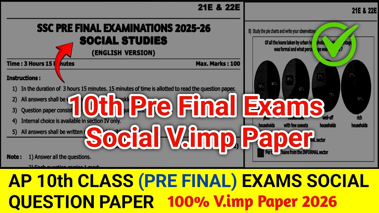 Ap 10th Class Pre Final Exams Social 💯💯 V.imp Paper | 10th pre final social paper 2026