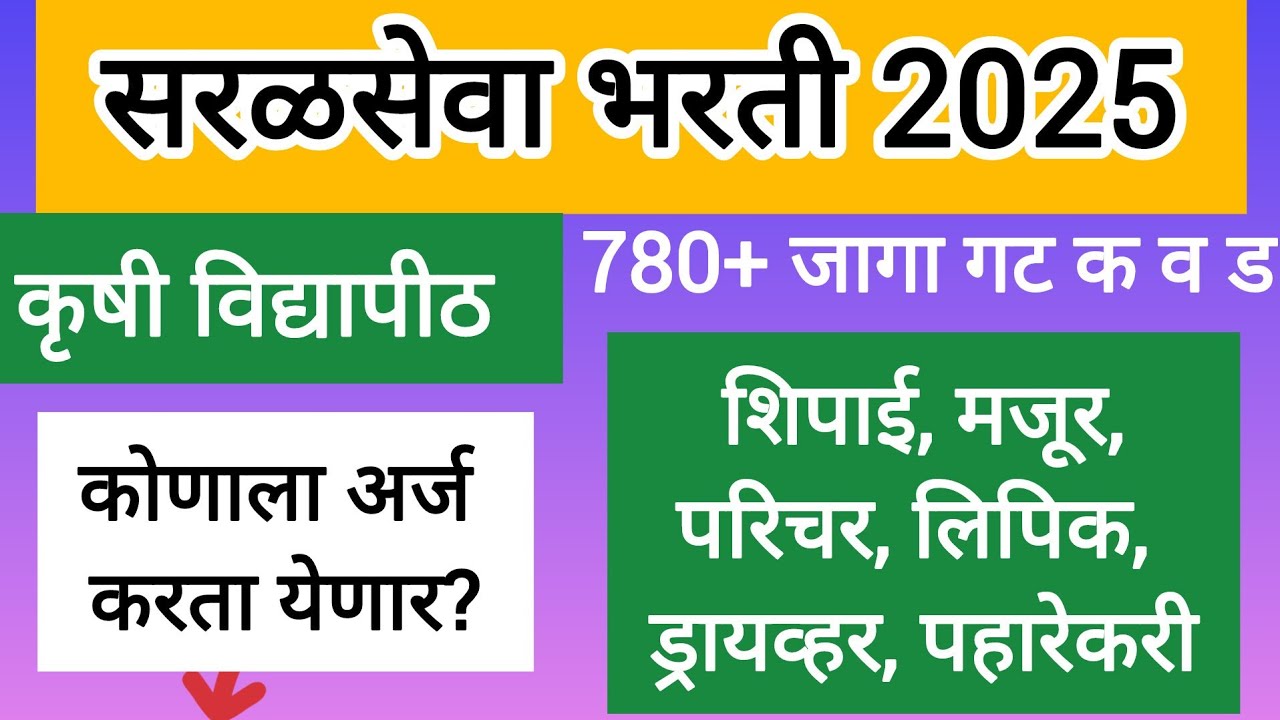 सरळ सेवा भरती 2025 | शिपाई मजदूर लिपिक पदे | Krishi Vidyapeeth Bharti 2025 application