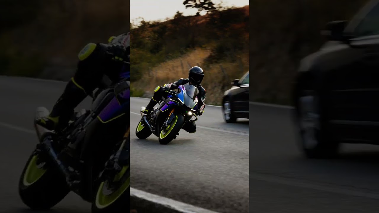 💀Elbowdown on a yamaha r1m with sparky kneesliders #hangoff #shorts