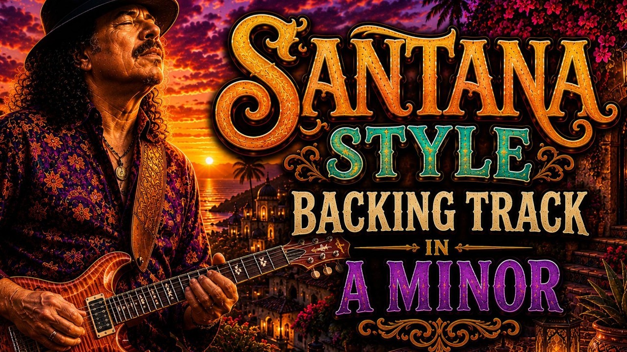 Santana Style Backing Track in A Minor | Mystic Fire | Guitar Backing Track