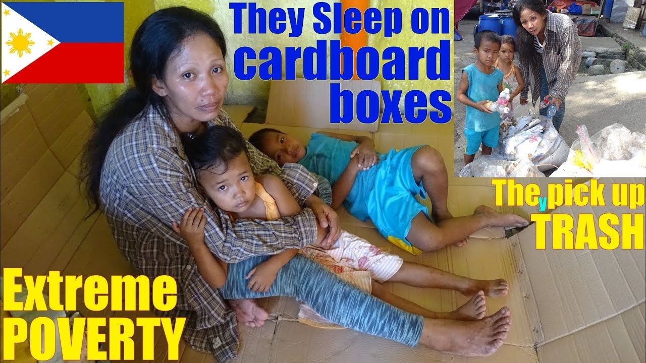 Travel to the Philippines and Meet the Family Who Sleep on Cardboard Boxes in the Market. Poverty