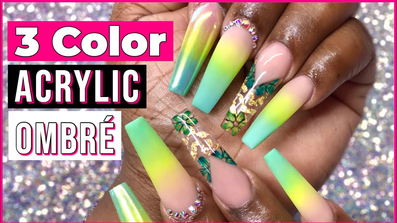Acrylic Nails Tutorial | Three Color Ombré Nails | Summer Nails Collab with Femi Beauty