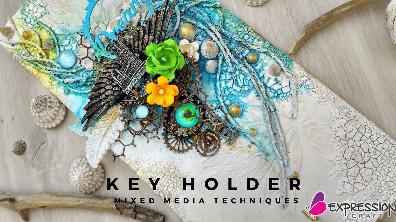 How To Make A Key Holder using Mixed Media Techniques | Wall Decor